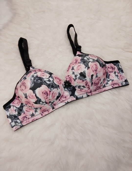 Rose Printed Padded Bra – Elegant and Comfortable Lingerie | BelleNisa