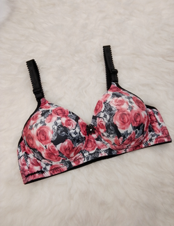 Rose Printed Padded Bra – Elegant and Comfortable Lingerie | BelleNisa