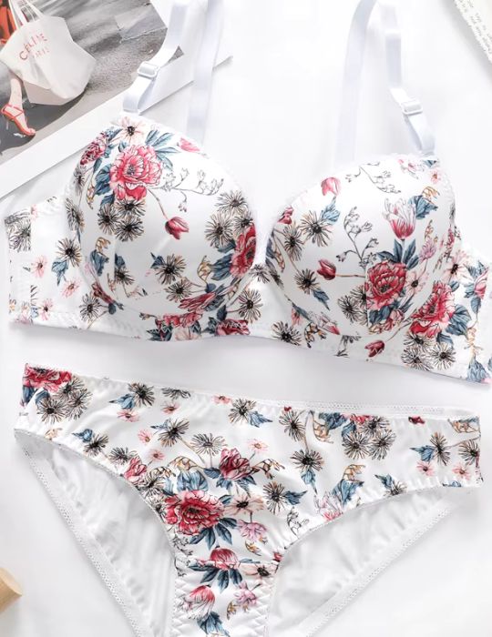 Sexy push up lingerie set floral cami bra & underwear women's lingerie & underwear