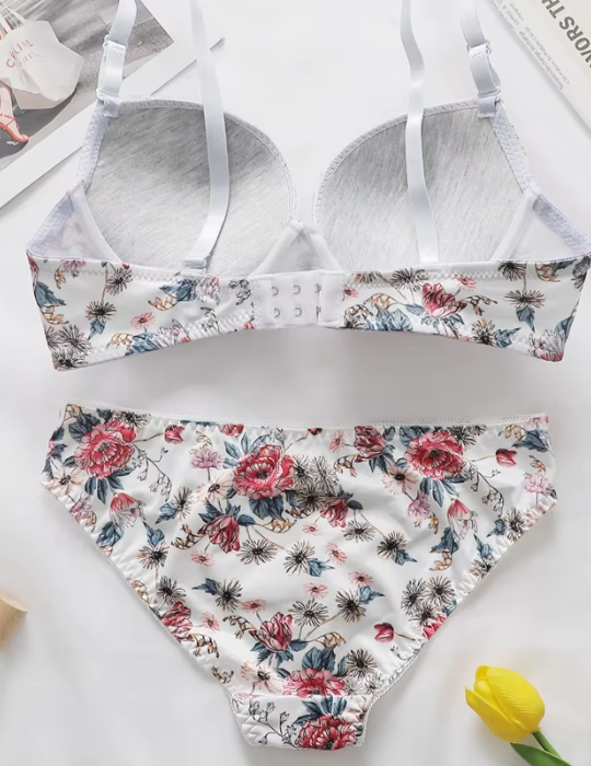 Sexy push up lingerie set floral cami bra & underwear women's lingerie & underwear