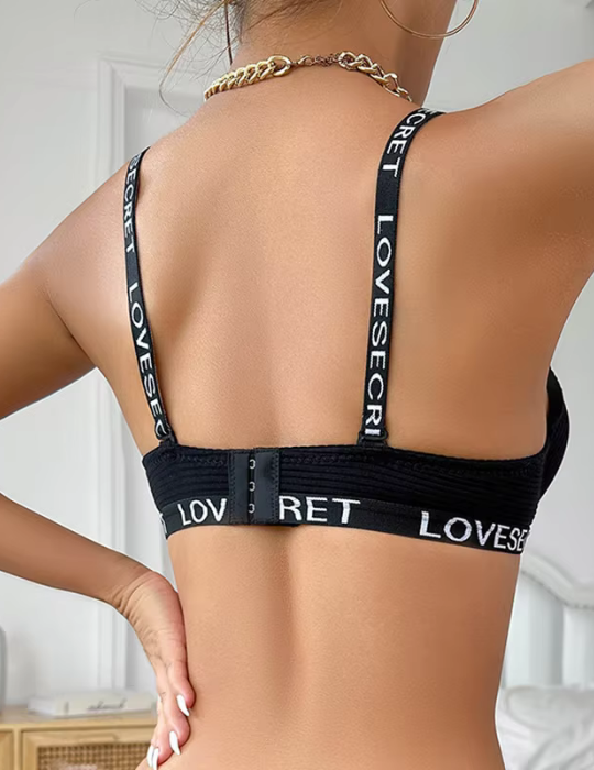 Adjustable Letter Shoulder Strap Back Shaper Seamless Padded Bra and Panty Set for Women-8823