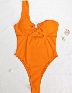 Rust Orange One piece Bikini Swimsuit