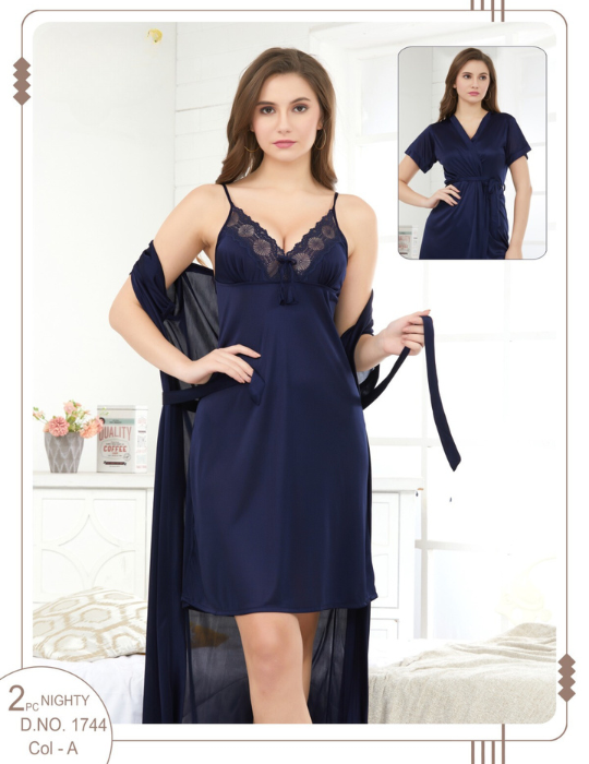 Elegant Silky Nights – Indian Silk Nightwear, Free Size