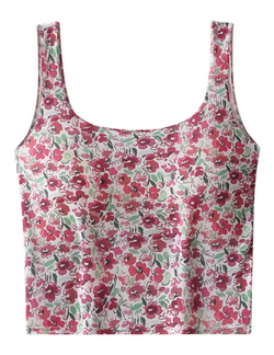 Pastoral Floral Ice Silk Seamless Vest – Comfortable & Breathable Backless Camisole for Women