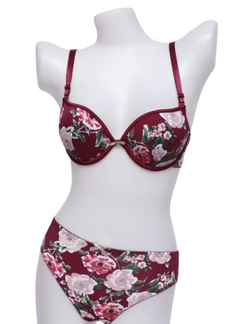 Floral Printed Push-Up Bra Penty Set