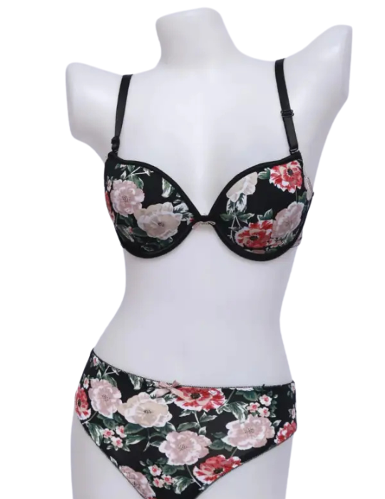 Floral Printed Push-Up Bra Penty Set