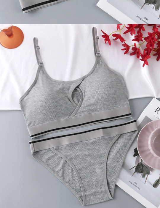 Cotton Removable Pad Bra & Panty Set – Seamless Everyday Lingerie for Women-5822