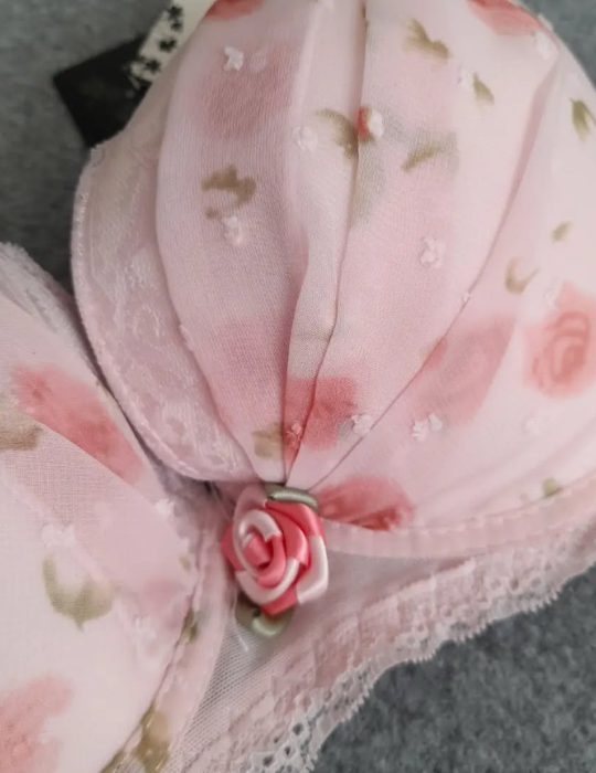 Fancy Net Floral Bra Panty Set – Padded Lingerie with Bridal Elegance