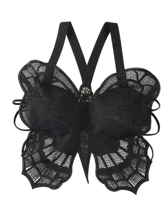 Butterfly Embroidered Lace Bralette – Elegant Hollow Out Backless Crop Top-556