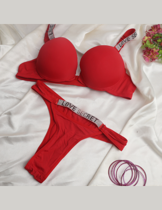 Love Secret Front-Open Padded Bra & Thong Panty Set – Wired, Sexy Lingerie