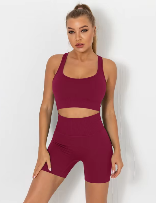 Activia Seamless Breathable Sports Bra & Shorts – 2-Piece Workout Set-6651