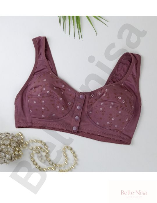 BelleNisa Floral Front-Closure Bra – Comfortable Everyday Cotton Braa