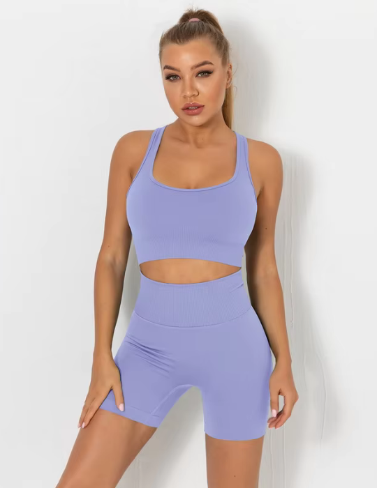 Activia Seamless Breathable Sports Bra & Shorts – 2-Piece Workout Set-6651