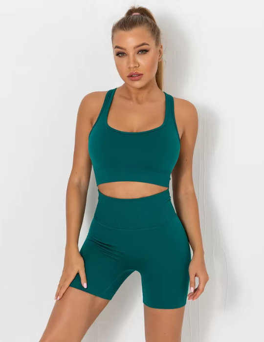 Activia Seamless Breathable Sports Bra & Shorts – 2-Piece Workout Set-6651