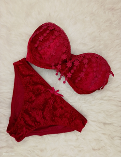 Velvet Bridal Bra & Panty Set – Luxurious Underwire Push-Up Lingerie