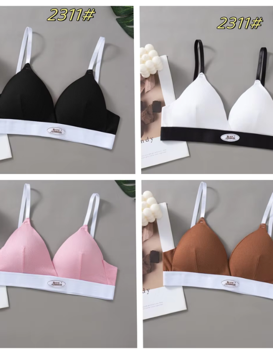 Cotton Bralette Set - Wireless Padded Bra & Thong Panty BelleNisa 2311