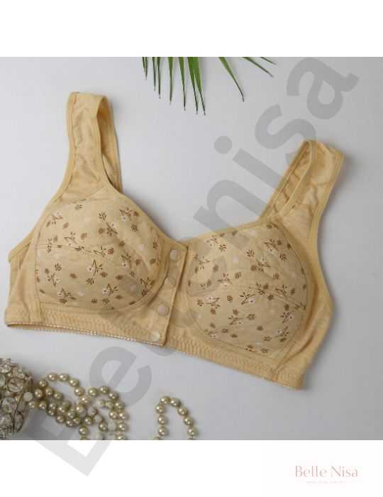 BelleNisa Floral Front-Closure Bra – Comfortable Everyday Cotton Braa