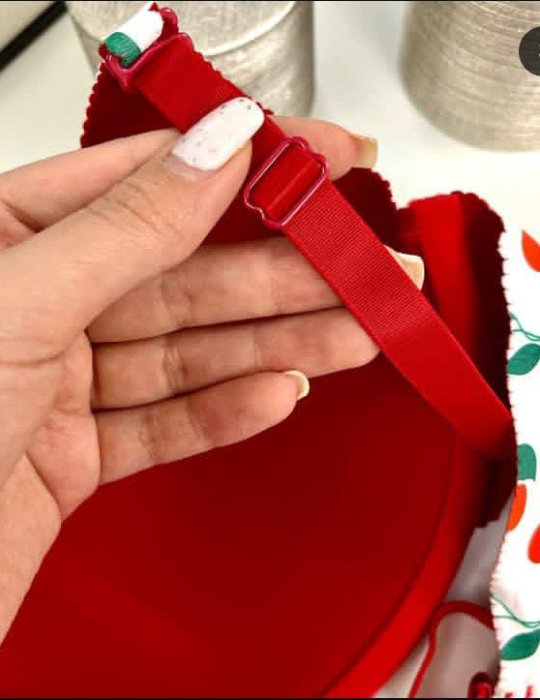 Women’s Cherry Print Padded Wired Bra Set with Seamless Panty