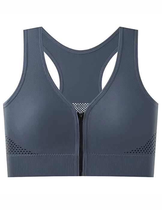 Breathable Seamless Bralette – Front Zipper, Wide Shoulder Straps | BelleNisa