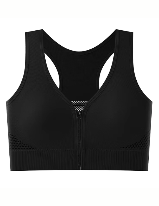 Breathable Seamless Bralette – Front Zipper, Wide Shoulder Straps | BelleNisa