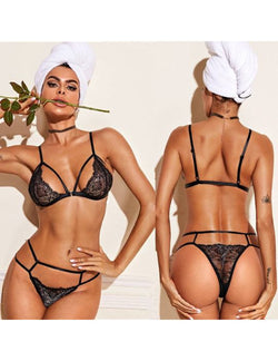 Black Lace Bra & Thong Set – Women’s Lingerie