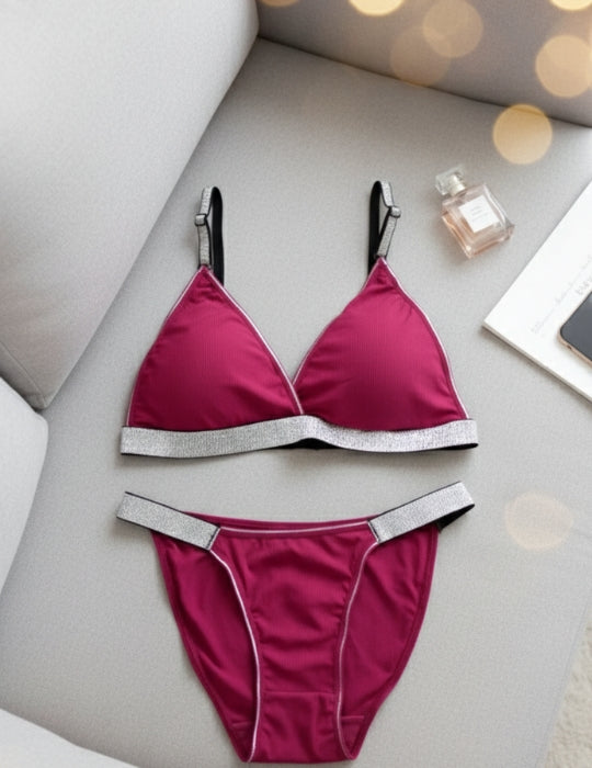 Deep V Bralette Bra and Thong Set – Elegant Lingerie for Women-BN-198