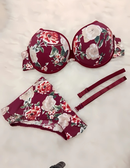 Floral Printed Push-Up Bra Penty Set