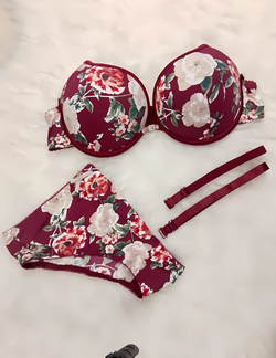 Floral Printed Push-Up Bra Penty Set