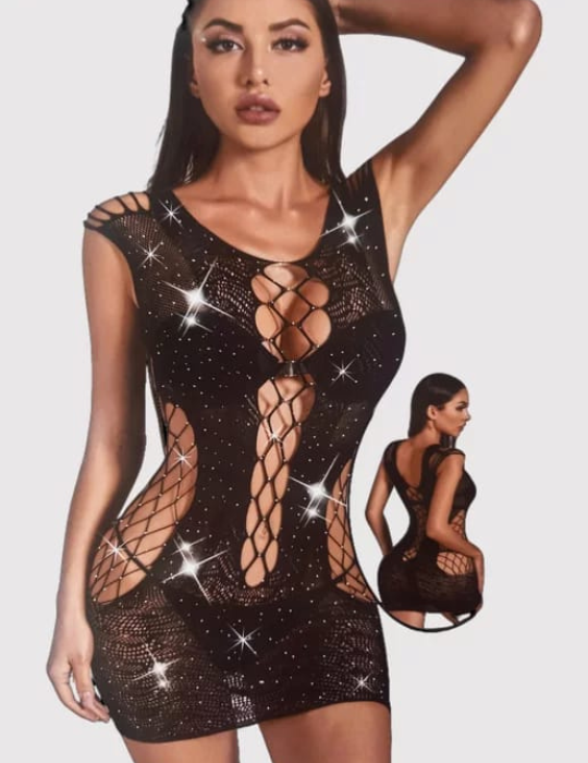 Women’s Fishnet Babydoll Set – Halter & Stockings