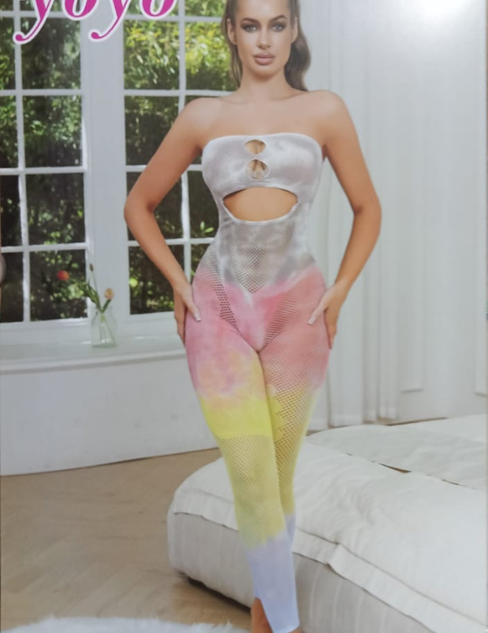 Ombre Strapless Mesh Body Stocking – Sheer & Colorful Statement Piece