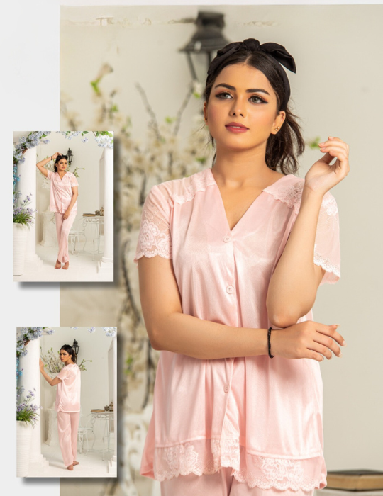 Elegant Silk Pajama Set – Shirt & Trousers