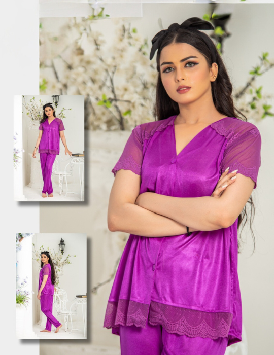 Elegant Silk Pajama Set – Shirt & Trousers