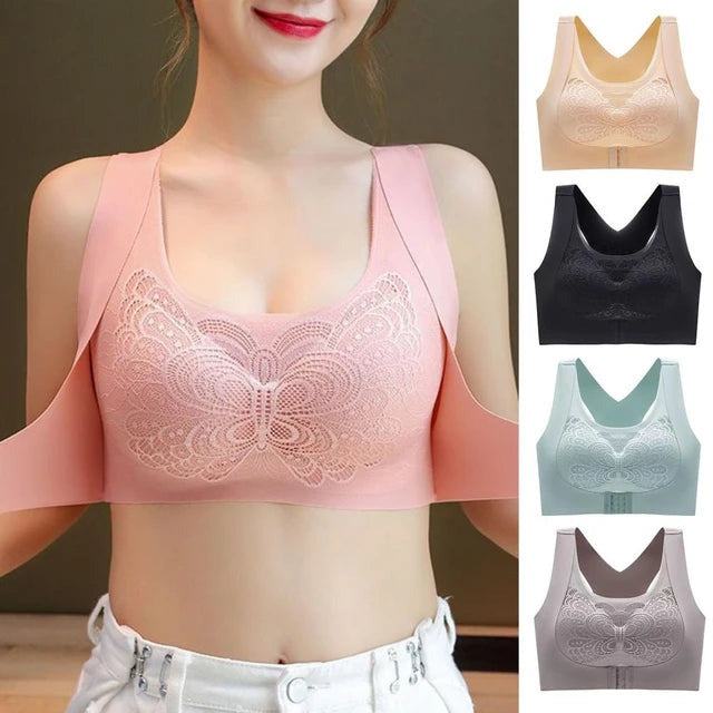 Peacock Style Butterfly Design Front Open Padded Bra – Elegant & Comfortable